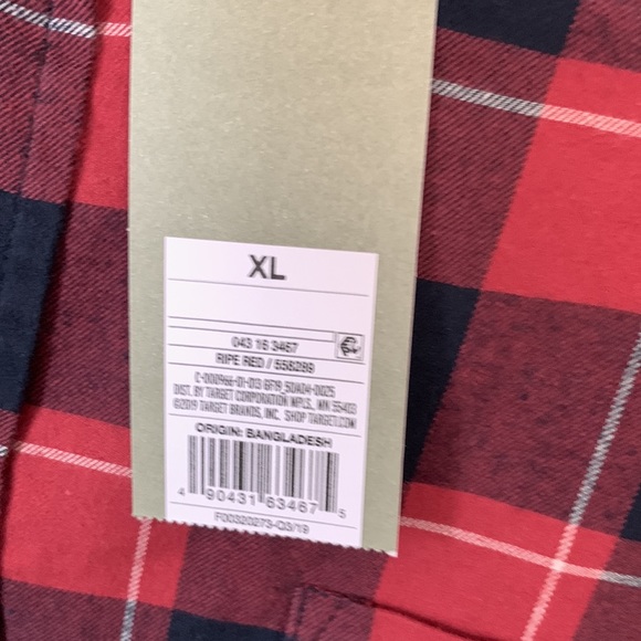 Goodfellow & Co. Mens Ripe Red Plaid Flannel Shirt - Picture 7 of 10